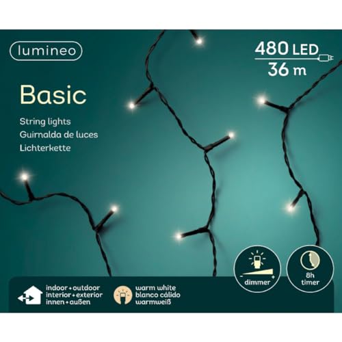 Lumineo Lichterkette warm weiß - 480 LEDs - 36 Meter - schwarzes...