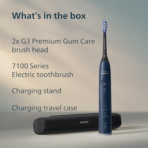 Philips Sonicare 7100 Electric Toothbrush, Sonic Toothbrush with App, 4 Brushing Modes and 3 Intensity Levels, Pressure Alert, EasyStart, SmarTimer, Navy Blue, Model HX7423/01 [New Technology] - Image 10