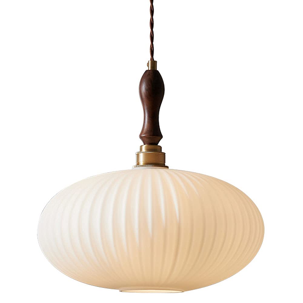 Luz, Lámpara colgante de Luces LED, lámpara de troncos de nogal Retro de 1 Luz, Cuerpo de lámpara, pantalla de vidrio, lámpara colgante de techo Ajustable, adecuada para pasillos,