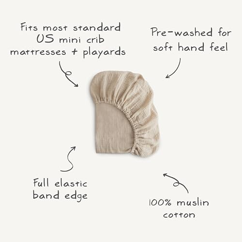 Image of mushie Extra Soft Muslin Fitted MINI Crib Sheet | 24 inchx 38 inch (Pale Taupe)