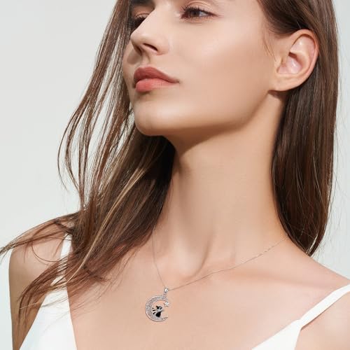 MONGAS Raccoon Highland Cow Capybara Owl Cat Necklace Sterling Silver Raccoon Highland Cow Capybara Owl Cat Pendant Necklace Cute Animal Jewelry Moon Necklace for Women2