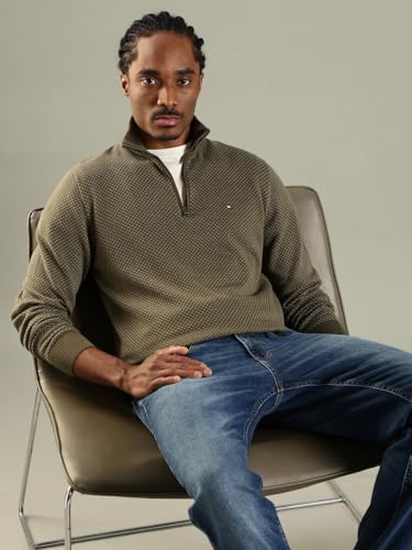 Image of Texture Regular Fit Cotton Sweater