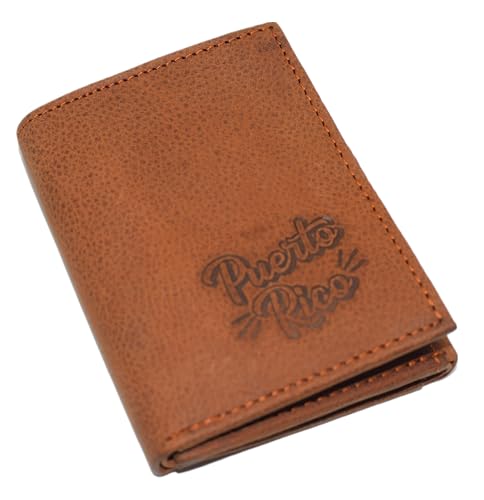 MARSHAL Puerto Rico Genuine Leather RFID Blocking Bifold Trifold Boricua Wallet for Men (Trifold)