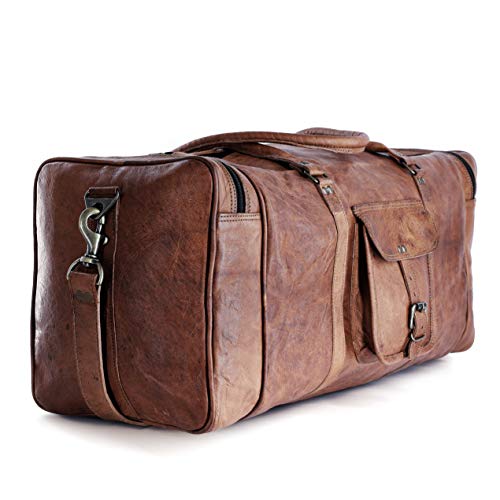 Sacs de sport en cuir Komal's Passion Leather, grands sacs carrés de voyage pour la salle de sport, pour un week-end, sac en cuir pour hommes et femmes par...