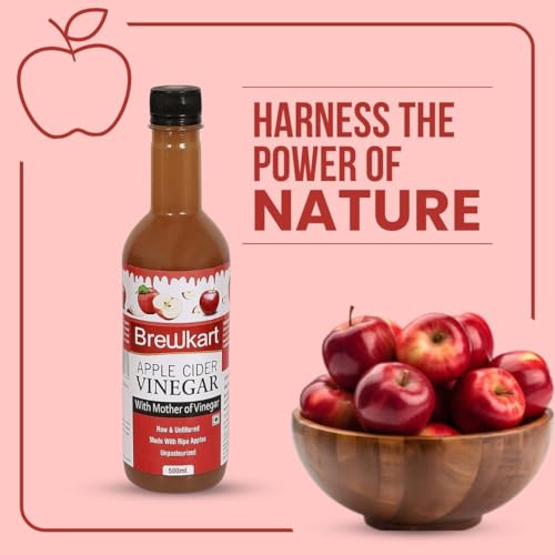 Image of Brewkart Apple Cider Vinegar with Mother 500ml | Raw, Unfiltered & Unpasteurized | Natural Health & Wellness Support