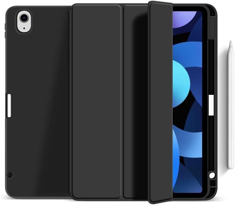eSTUFF iPad Air 5/4 10.9 Miami Pencil Case. Black PU Leather, W127083955 (Pencil Case. Black PU Leather Front with Soft TPU Back. Pencil Slot for Charging in Cover)
