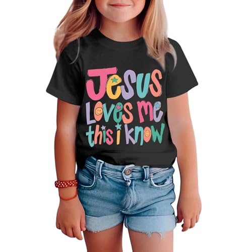 Image of BINTEHGS Jesus Shirts for Kids Christian Graphic Tees for Girls Religious God Tshirts Inspirational Bible Verse Cute T-Shirts