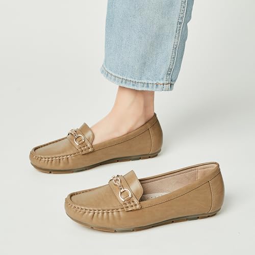 Image of Women's Business Loafers Work Casual Flats Shoes Lightweight Penny PU Leather Slip On Walking Shoes