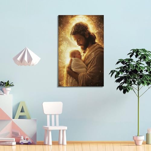 Poster chrétien Jésus toile 30x45cm cadre tableau décoratif