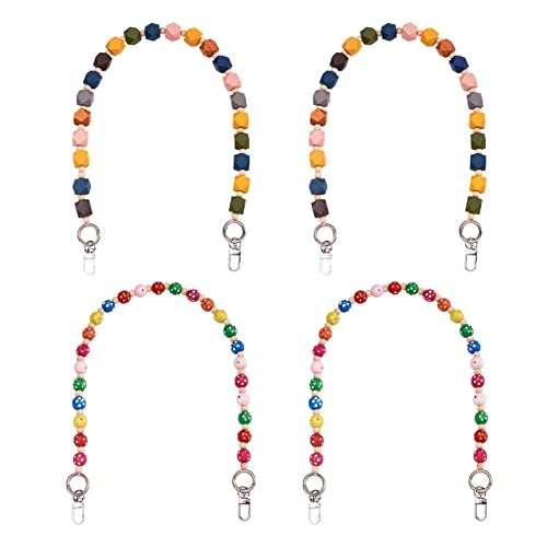 Beadthoven 4 Stück Holzperlen Taschengurte Polygon-Holzperlen Griffe Taschengurte Ersatz mit Drehverschlüssen für Schultertasche Geldbörse Herstellung Zubehör Cover