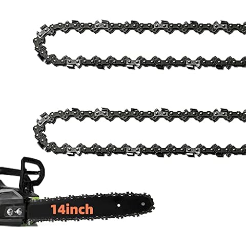 2 Pack 14 Inch Chainsaw Chain 52 Drive Links, .050" Gauge, 3/8" LP pitch, 14-Inch Replacement Chainsaw Chains Low-Kickback Fits Craftsman, Echo, Poulan, Ryobi, Worx 14 inch Chainsaw Chains Cover