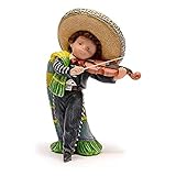 Pintado a mano Nadal Figura Decorativa Mariachi Violinista, Resina, Multicolor, 6.00x8.00x12.00 cm