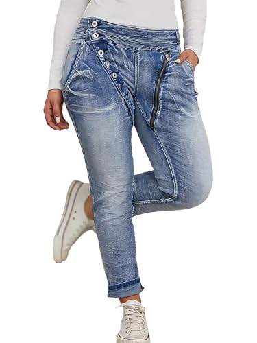 Flamingals Women's Stretchy 90S Vintage Low Waist Bootcut Straight Leg Button Up Jeans