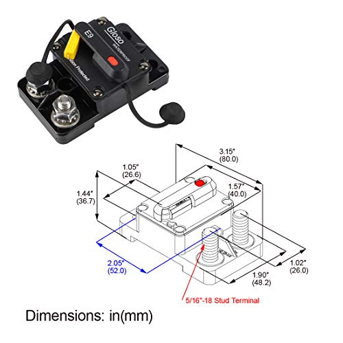Gloso Hi-Amp Recessed Button E9T Manual Reset (T3) High Amperage Single Pole Thermal Circuit Breakers #TOP4