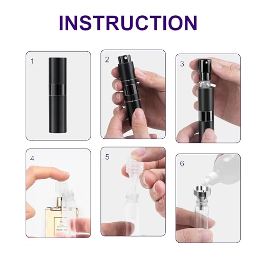 8ML Perfume Travel Refillable Portable Perfume Atomizer Bottle - Stocking Stuffers for Adults Men Women,White Elephant Gifts for Adults,Travel Essentials,Christmas Gifts(Balck,2Pack) - Image 5