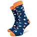 Produktbild 40YARDS American Football Socken mit bunten Footbällen für Fans aller Teams - Unisex für Männer, Frauen & Kinder (blau/orange, 41-46)