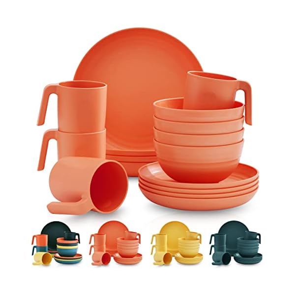 Kyraton Plastic Dinnerware Set of 16 Pieces, Unbreakable And Reusable