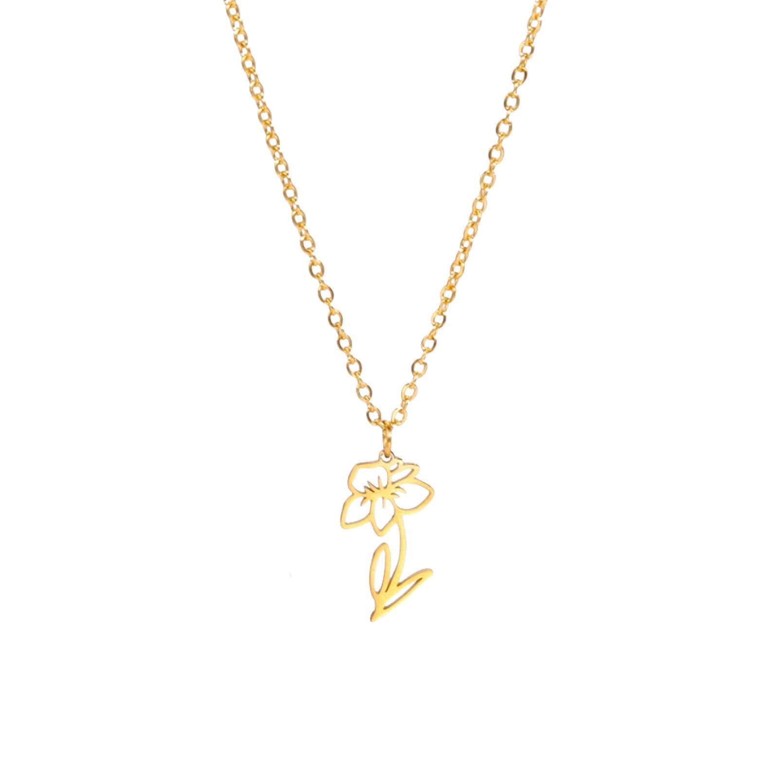 Collier fleur du mois de naissance jonquille : pendentif mode coréenne
