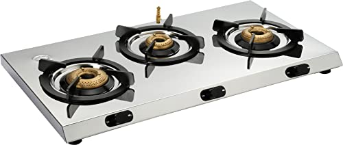Surya Safe 3 Burner Stainless Steel Slimmest Gas Stove (Non-Autoignition), open
