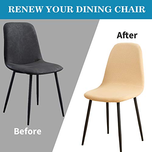 Shell Chair Covers Jacquard Mid Century Modern Chair Covers Plastic Dining Chair Cover Lounge Armless Chair Protector Stretchable Slipcovers For Dining Room, Living Room (Light Yellow, Set Of 4) #TOP2