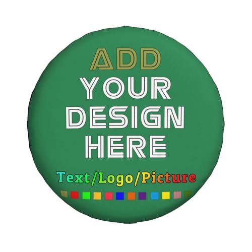 Image of Custom Spare Tire Cover with Picture, Customize Wheel Cover with Logo Personalized Waterproof Dust-Proof Polyester Tire Protectors for Trailer RV SUV All Vehicle, Seagreen