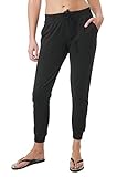 Khanomak Women's Drawstring French Terry Joggers with Front Pockets (Medium, Black)