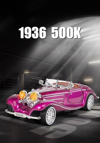 Image of DREAMY DEN 1:32 Scale Die Cast Metal Vintage Classic Car Model with Lights & Sound, Pull Back Action, Openable Doors & Bonnet, Retro Collectible Toy Car