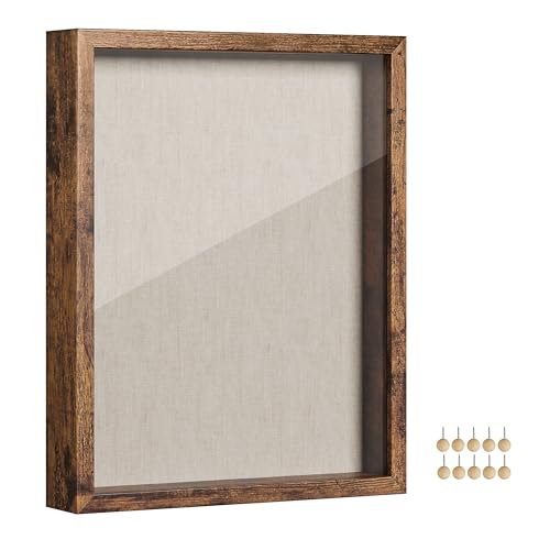 SONGMICS 11x14 Shadow Box Frame, Top Loading Display Case Frame , Glass Front with Top Slot and Push...