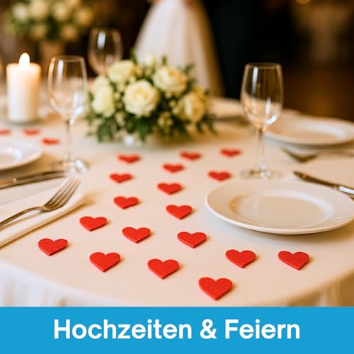 edelkern Filz Herz Deko | rote Filzherzen | rote Streudeko Herzen aus Filz zum Dekorieren und Basteln (DIY) | 80 Stück