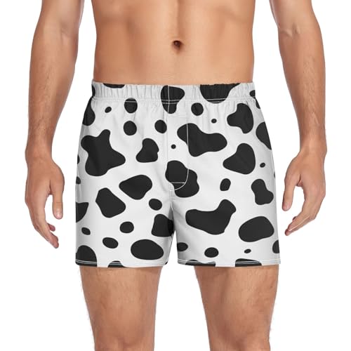 ALAZA Leopard Print Animal Brown Men's Boxer Cotton Shorts Briefs Underwear Soft Breathable Button S-XXL