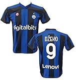 DND DI D'ANDOLFO CIRO Fußballtrikot Inter Edin Dzeko 9 Autorisierte Nachbildung 2021-2022 Größen für Kinder und Erwachsene, blau, 12 Jahre