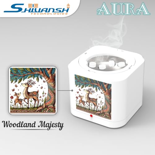Image of Shivansh Technology Incense Holder Electric Kapoor Dani Camphor Diffuser Burner for Home | Karpuram Bakhoor Oud Aroma Oil & Dhoop Machine | Essential Oil Diffuser for Home (White) (Woodland Majesty)