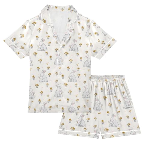 Satin Pajamas Button Down Animals Print 2 Piece Set Cozy Silk Sleepwear Summer Loungewear