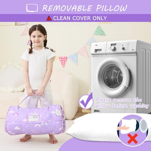 Image of Lasoftan Toddler Nap Mat with Pillow and Blanket, Extra Large Rolled Napping Mats,Slumber Bags for Boys Girls,Kids Sleeping Bag for Daycare, Preschool Travel Camping