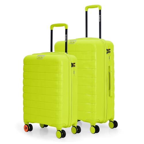 Image of Nasher Miles Vienna Hard-Sided Polypropylene Luggage Set of 2 | 55cm & 65cm | 8 Wheels Small & Medium Trolley Bag for Travel | Suitcase (Neon Lime)