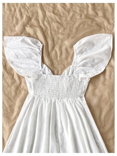 MakeMeChic Women's Casual Ruffle Mini Dress Summer Flutter Sleeve V Neck Tie Front Cutout A Line Dress4