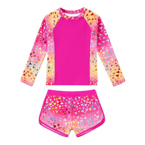 Maillot de bain 2 pièces manches longues fille 6-14 ans en tissu bleu à séchage rapide