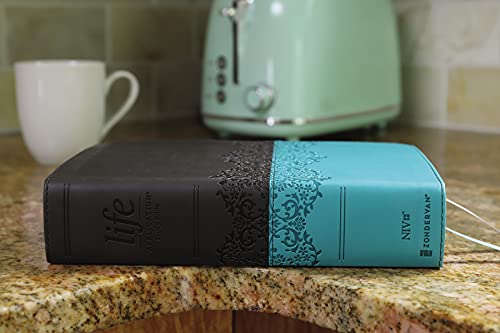 Niv, Life Application Study Bible, Third Edition, Personal Size, Leathersoft, Gray/Teal, Red Letter