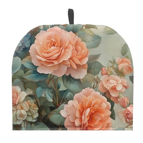 Image of Orange Peony Tea Pot Cozy for Keeping Warm Soft Tea Insulated Cosy Breakfast Warmer for Coffee,Dust Proof Teapot Dust Protector Kitchen Decorative Designed in England
