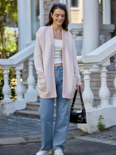 Image of Snuggle Sac Cardigan Sweaters for Women with Pocket Trendy Casual Long Sleeve Tops Open Front Fall Winter Coats
