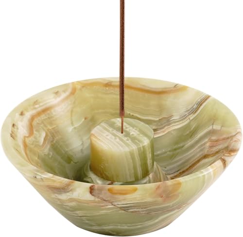 Radicaln Green Onyx Handmade Incense Holder with 9 Holes - Ideal for Incense Sticks, Outdoor Ashtray