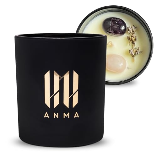 ANMA Luxury Candle – Aromatherapy Bliss – Beautiful Botanicals, Natural Wax, Precious Stones, Exquisite Fragrances – Scented Home Accents to Relax & Rejuvenate – Vegan Blends (Pink Champagne)