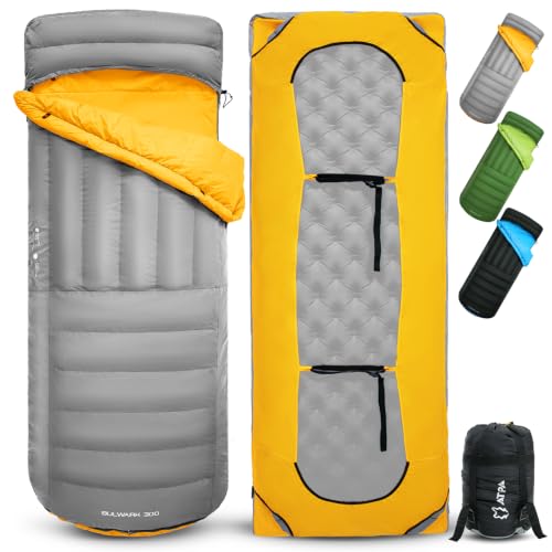 Image of ATEPA Down Sleeping Bag for Adults, Recycled Ultralight 35F 40F 45F 50F 650FP / 700FP 3 Season Compact Sleeping Bags with Compression Sack for Backpacking Camping Hiking, Can Be Attached to Pad