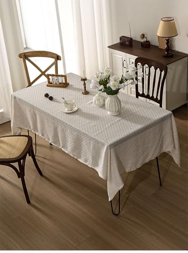Nappe rectangulaire 140x180 aspect lin beige en polyester