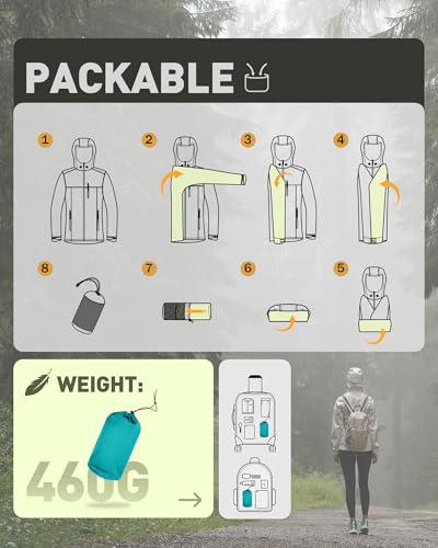 Image of 33,000ft Packable Rain Jacket for Women Waterproof Raincoats with Hood