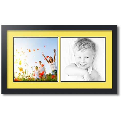 ArtToFrames Collage Photo Frame Double Mat with 2 - 10x10 Openings and Satin Black Frame