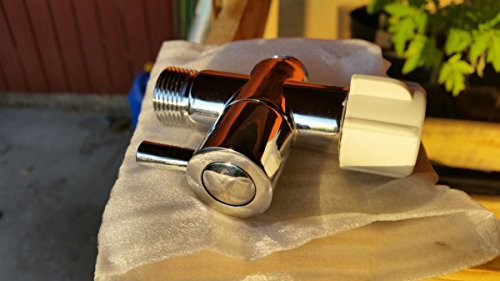 GenieBidet Hybrid LEAK-STOP Chromed Brass 3-Way T Adapter with ON/OFF. Simple hand-nut install. Resists cross-threading your plastic toilet fill valve.