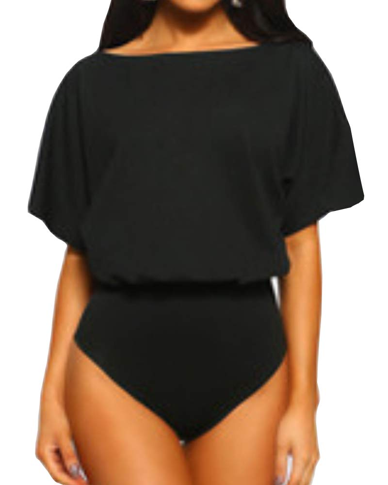 LINMON Women's Bodysuits Slash Neck Dolman Sleeve