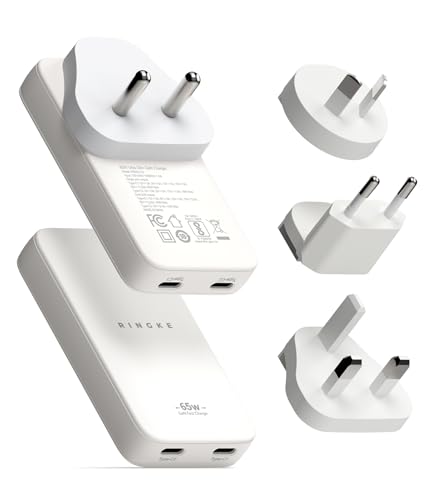 Image of Ringke 65W Ultra Slim GaN Fast Charger (Type C+Type C) Adapter for Nothing 3 /3a /2a /2, iPhone 17 /17 Air /17 Pro /17 Pro Max /16 /15 /14 /13 /12, (Super Fast Charging 3.0) S26 Ultra /S25 /S24 /S23, Pixel 10 /9 /8