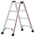 Produktbild Hymer Stufenstehleiter 2x4 Stufen (Trittleiter beidseitig begehbar, eloxierte Holme, Stahl Scharniere) 402408